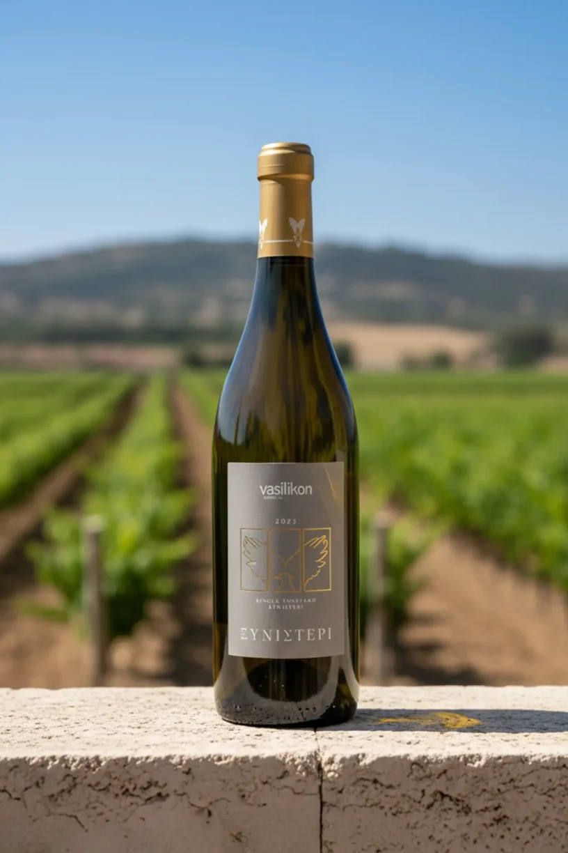 White dry of protected designation of origin Laona Akama from a specific family owned Vineyard of Kathikas called “Vasilika”. 